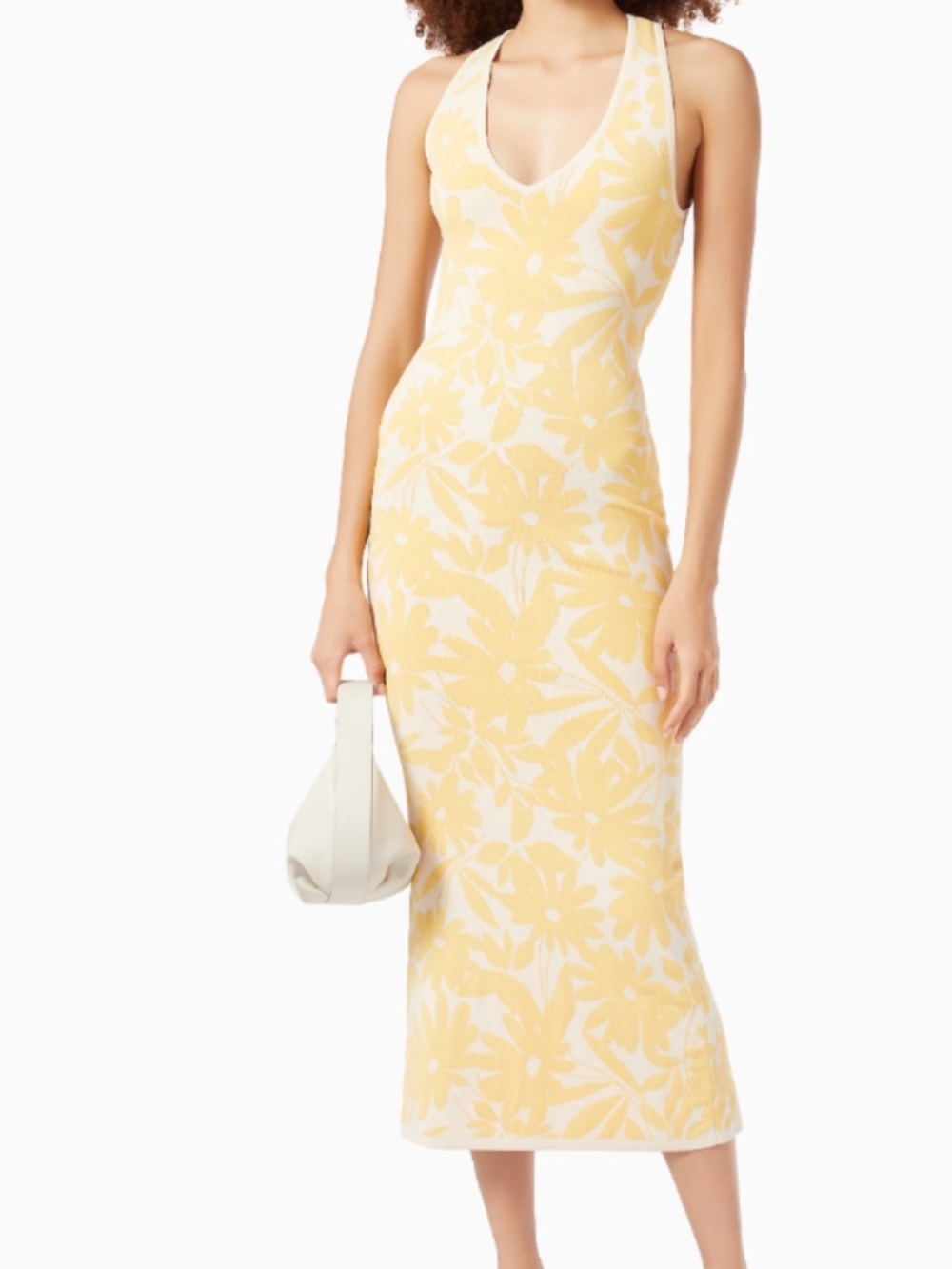 Significant Other Amari Floral Knit Midi Dress Yellow White Romantic Resortwear